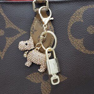 Authentic Louis Vuitton Lock & Key with Unbranded Puppy Charm, Keychain